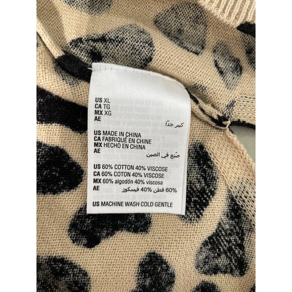 INC International Concepts Sweater Size XL Leopard V Neck Tan Black Animal Print - Picture 5 of 8